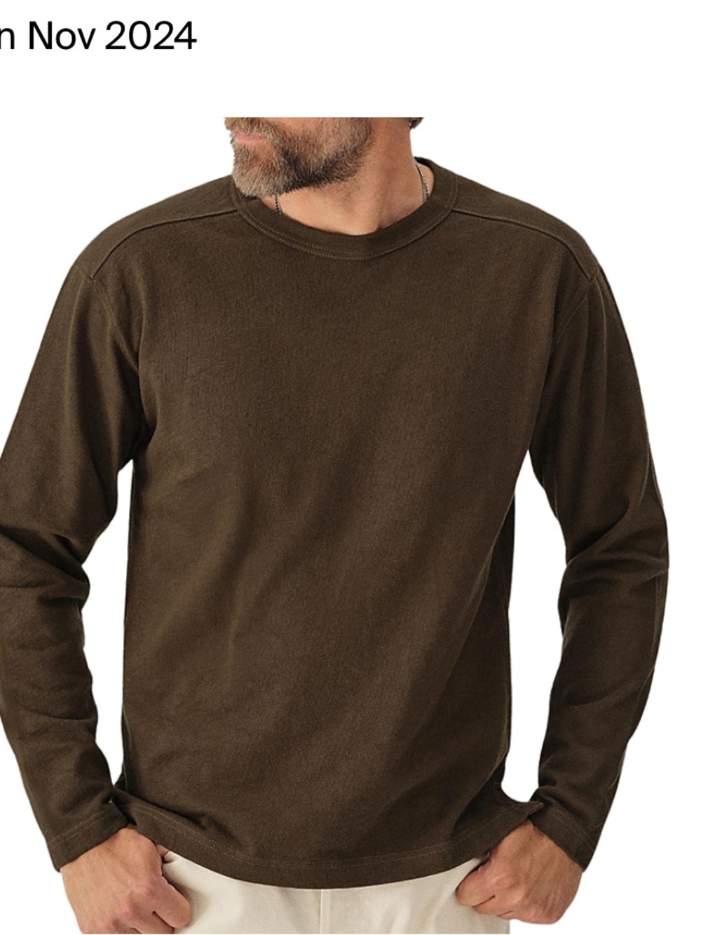 Buck Mason Field-spec rugby crew Olive-Brown Long-Sleeve Crewneck Sweatshirt